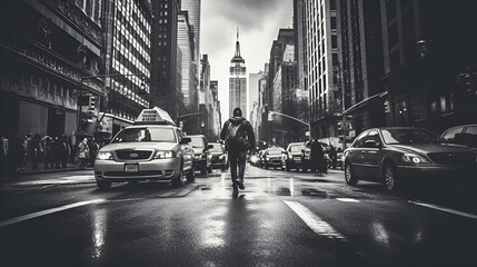 new york city in black and white - obrazy, fototapety, plakaty
