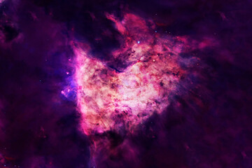 Beautiful galaxy of red color with stars. Elements of this image were furnished by NASA.