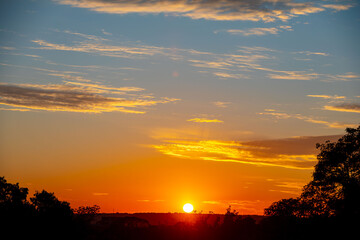 Wonderful colorful idyllic surreal sky at dawn