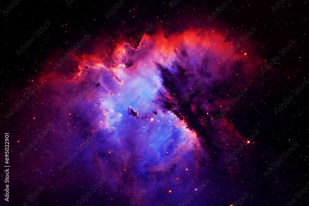 Poster red cosmic nebula in deep space. elements of this image furnished by nasa