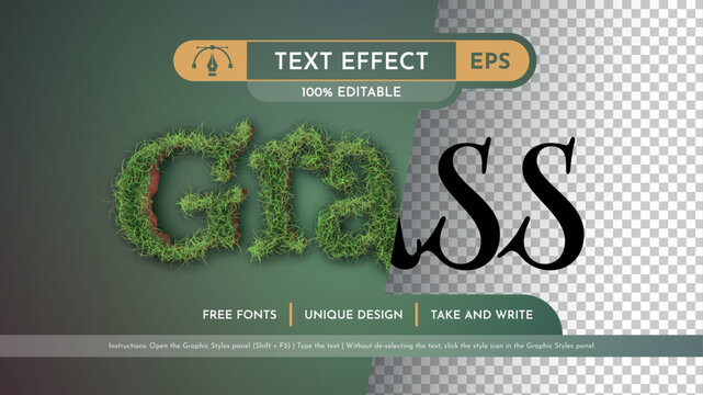 Realistic Grass - Editable Text Effect, Font Style