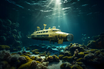 submarine under water, subamrine, deep sea, underwater ship