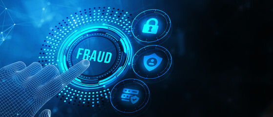 Fraud Alert Caution Defend Guard Notify Protect Concept. 3d illustration