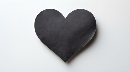 Anthracite Paper Heart on a white Background. Romantic Template with Copy Space