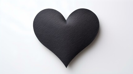Anthracite Paper Heart on a white Background. Romantic Template with Copy Space