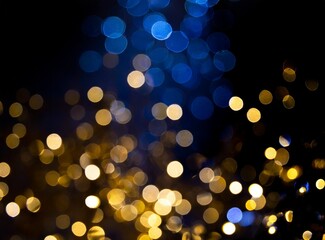 black and gold and blue bokeh, gold and silver, dark, depth of field, defocus, haze, golden lights, blue and gold background, luxury feeling, blue night lights, dark background, party