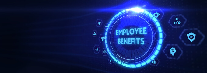 Business, Technology, Internet and network concept. Shows the inscription: EMPLOYEE BENEFITS.  3d illustration
