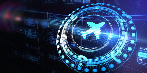 Business, Technology, Internet and network concept. Travel transportation concept with planes. 3d illustration