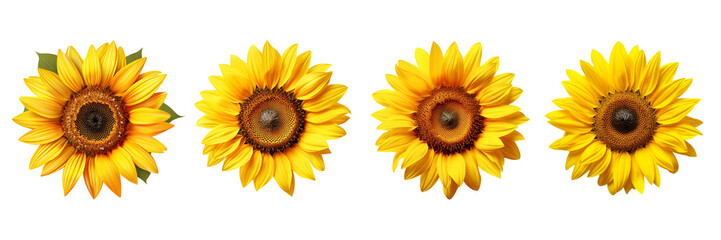 Set of sunflower flower on a white or transparent background