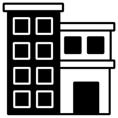 Hostel solid glyph icon illustration