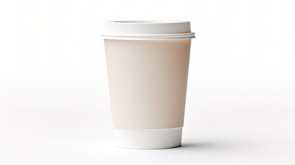 Paper coffee cup, portable and insulated for hot beverages like tea or coffee, isolated on a white background