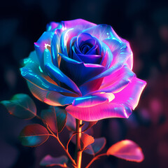 Rose with a Neon Glow