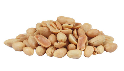 Roasted and salted peanuts pile isolated on transparent background