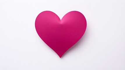 Magenta Paper Heart on a white Background. Romantic Template with Copy Space