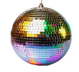  Shiny disco mirror ball reflect rainbow colors isolated 