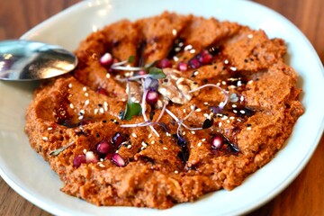Muhammara Red Pepper Dip - Middle Eastern Mediterranean Food