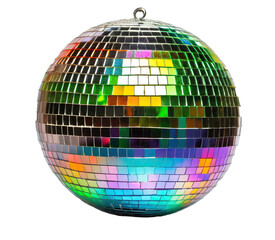  Shiny disco mirror ball reflect rainbow colors isolated 