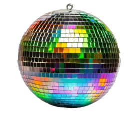  Shiny disco mirror ball reflect rainbow colors isolated 