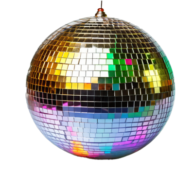  Shiny disco mirror ball reflect rainbow colors isolated 