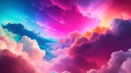 Colorful sky with dramatic clouds in serene outdoor landscape. Vibrant clouds against a brilliant blue sky. A mesmerizing display of colors and nature's beauty.