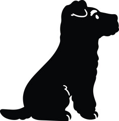 Simple and adorable Fox Terrier sitting in side view silhouette with details - obrazy, fototapety, plakaty