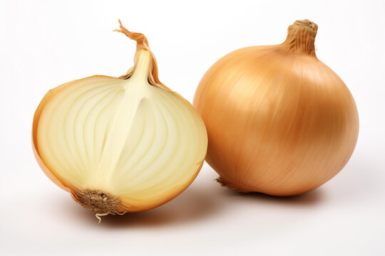 onion, two onions isolated on white background, selective focus, peel
