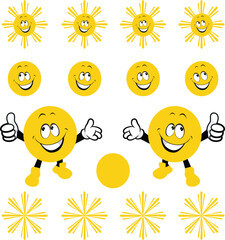 Smiling Summer Sun Cartoon Character with cool Happy funny smiley sun