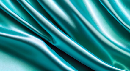 Obraz premium Turquoise satin fabric close up.