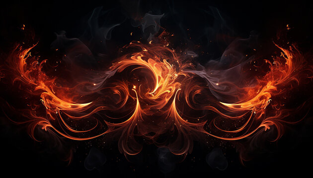 Abstract fire flames on black background. Vector illustration for your design.