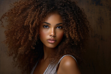 Beautiful african american woman with long afro hairstyle