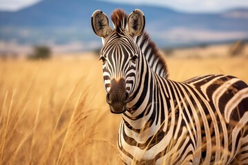 Fototapeta na wymiar close up of a plains zebra Equus quagga an Africam member of the horse family with its famous striped coat
