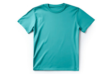 turquoise t-shirt, template empty, mockup for design and print, isolated on white background