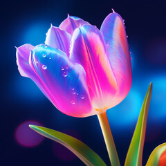 Tulip with a Neon Glow