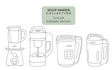 Electric Soup makers outline sketch, hand drawn line art vector