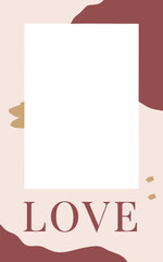 Love Border Frame Overlay Design - pastel colors for Valentines Day decoration