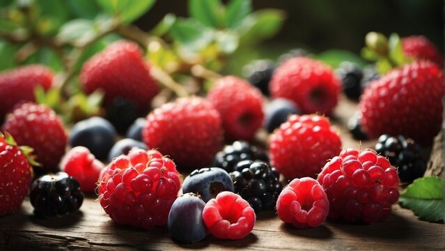 luscious berries, weaving a story that incorporates elements of nature, culinary delights, and perhaps a touch of mystery AI-generative