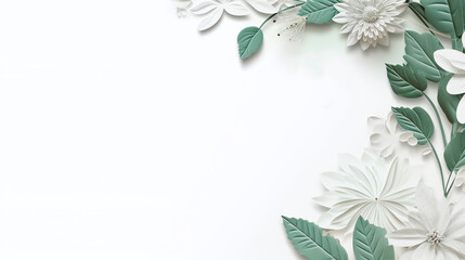 White, empty background with floral patterns around the edges