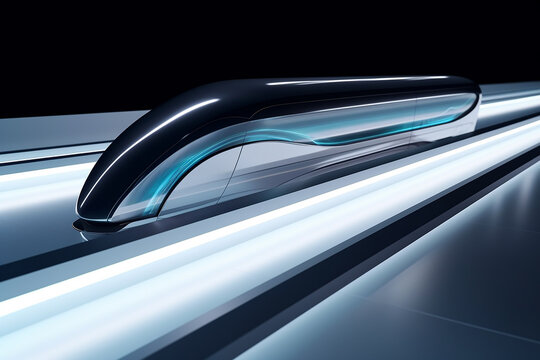 Hyperloop train, background of a magnetic levitation train, Hyperloop mass transit with in a vacuum, The fastest train transportation in the future, High speed rail travel