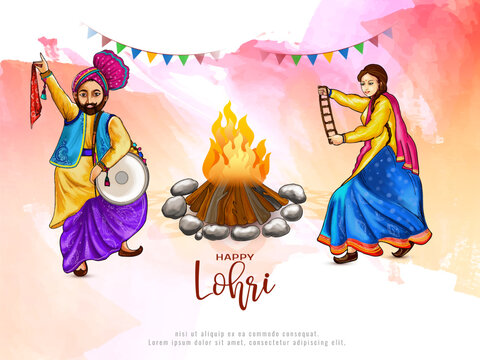 Happy Lohri indian sikh harvest festival background design