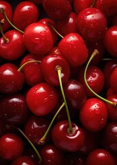 Lots of fresh sweeet cherries background. Food magazine photography. Advertising photography. Commercial photography.