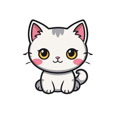 Fototapeta premium Sweet Kitty Bliss Sticker: Irresistibly Cute Kitten with Big, Bright Eyes and Fluffy Fur – Perfect for Sprinkling Feline Charm on Your Laptop, Phone, and Favorite Items, generative ai