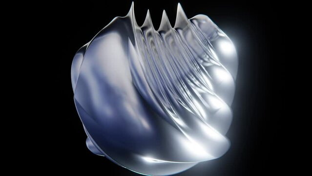 Abstract animation of liquid 3D metallic chrome steel cube reflective shape twist rotation seamless loop 4K 30 fps video wallpaper