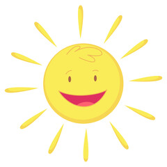 Cute weather icon. Emotional weather forecast. Cute sun