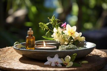 Obraz na płótnie Canvas A wellness retreat integrating traditional Hawaiian healing practices, such as lomilomi massage and herbal remedies. Generative Ai.