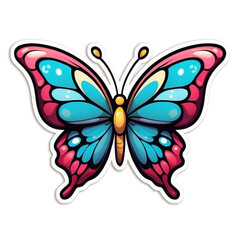 Enchanting Butterfly Elegance Sticker: Delicate and Colorful Winged Beauty, a Whimsical Addition to Personalize Your Accessories, Journals, and Create a Fluttering Aura of Grace, generative ai