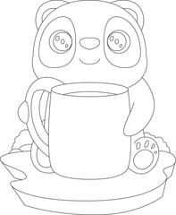 Panda Coffee Cup Animal Vector Graphic Art Illustration