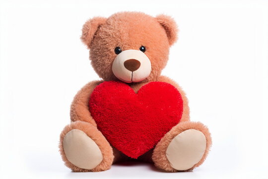 teddy bear sitting with red heart