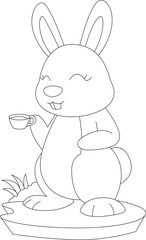Rabbit Coffee Cup Animal Vector Graphic Art Illustration