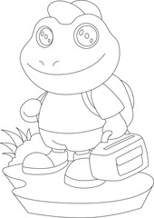 Frog Hiker Bags Animal Vector Graphic Art Illustration