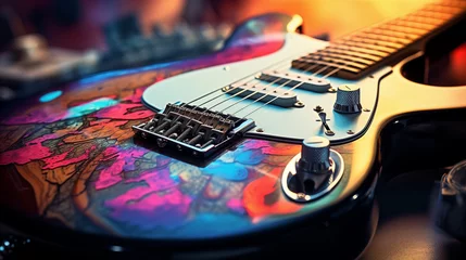 Foto op Canvas Guitar Art Background Wallpaper © Korey
